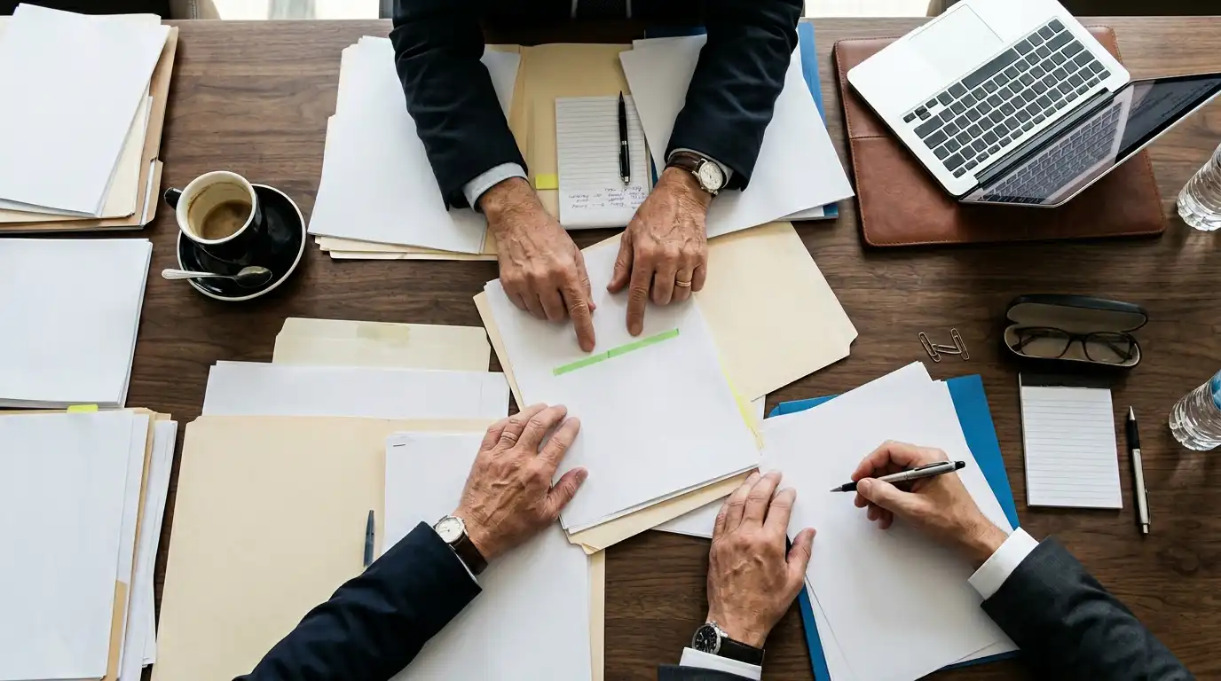 Attorney reviewing liability documents in dog bite case