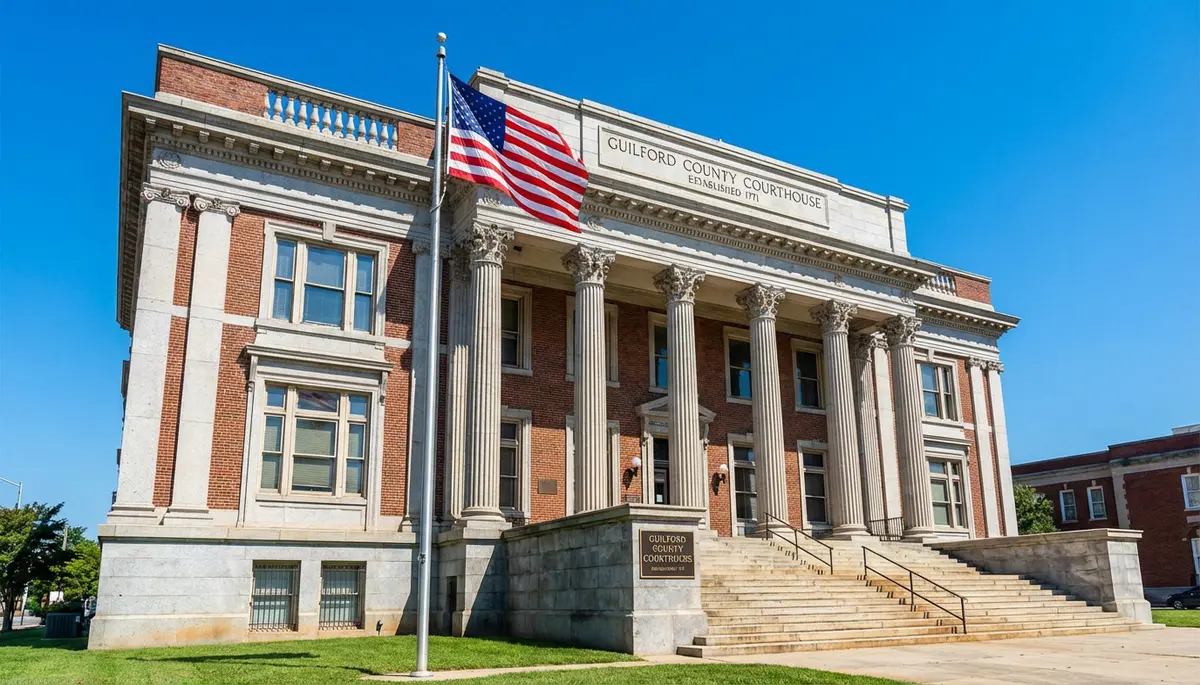 North Carolina courthouse exterior with stone columns, representing the legal system and filing deadlines