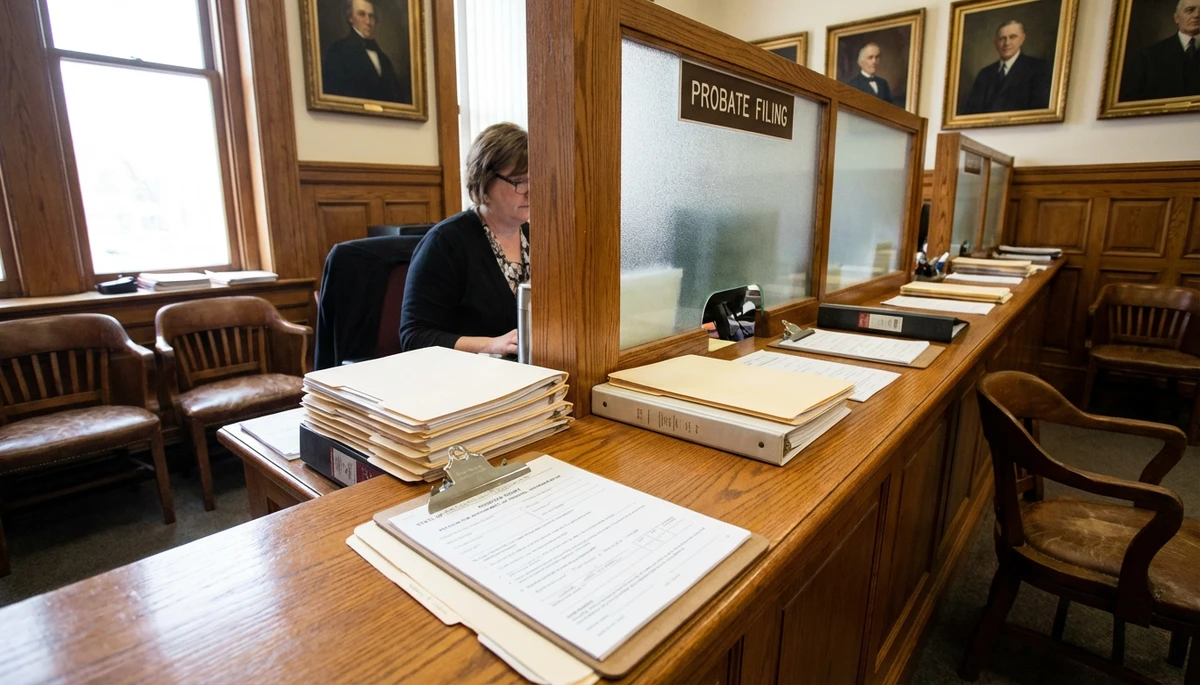 Courthouse paperwork for estate administration and personal representative appointment