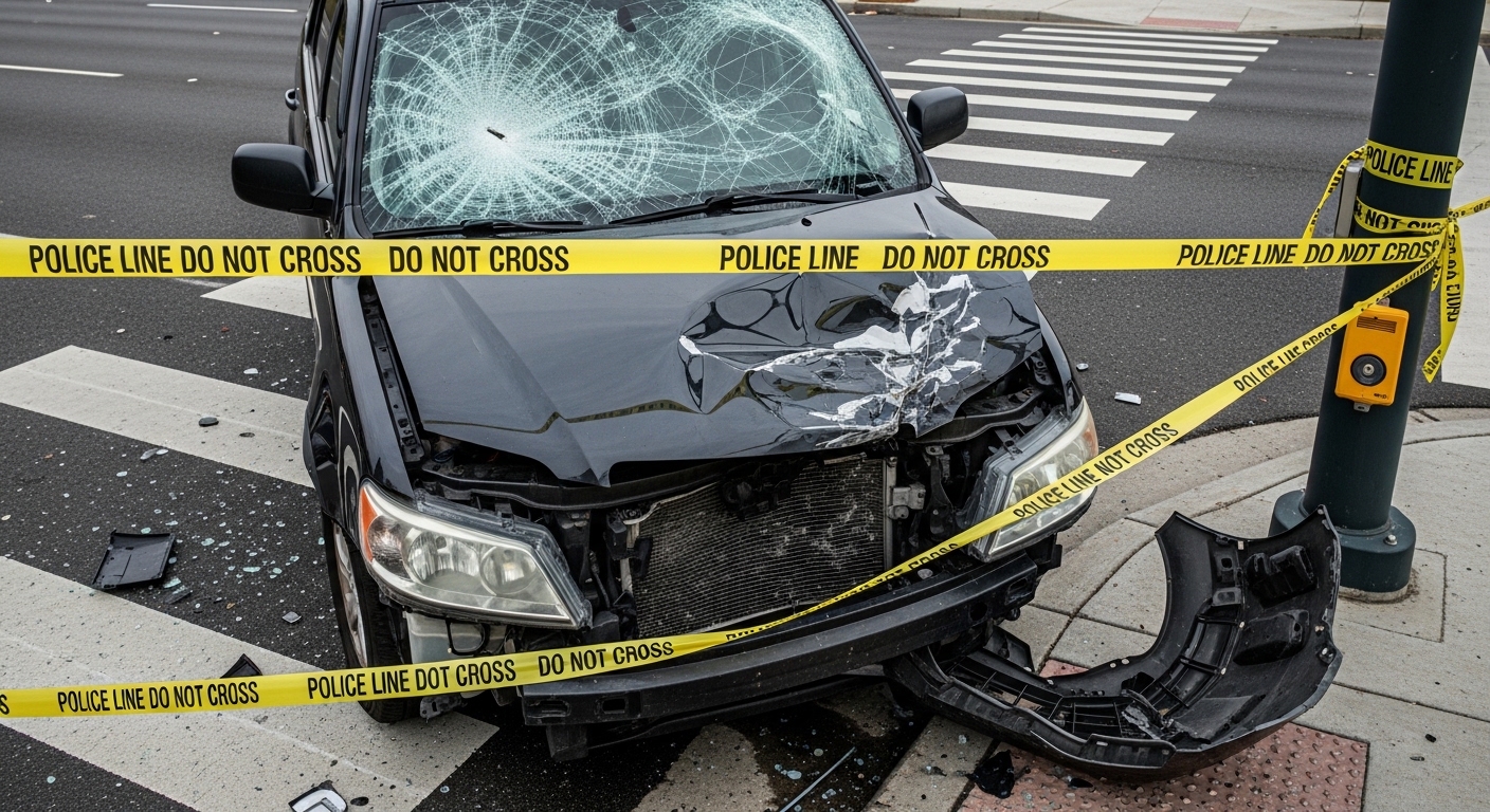 Pedestrian accident scene in Mooresville